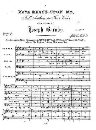 Barnby - Make Me a Clean Heart, O God - Vocal Score