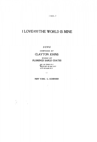 Johns - I love, and the world is mine - Score