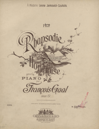 Gaal - Rhapsodie hongroise No. 1, Op. 19 - Score