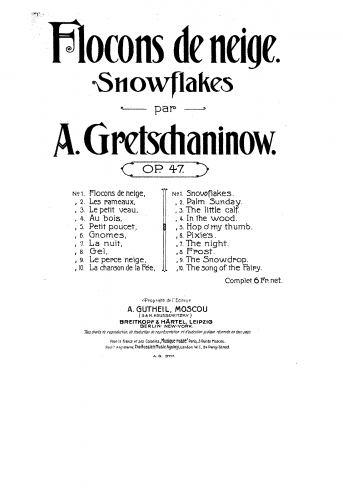 Grechaninov - Snowflakes, Op. 47 - Score