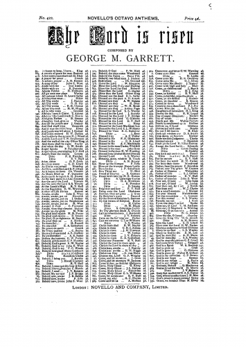 Garrett - The Lord is Risen - Score