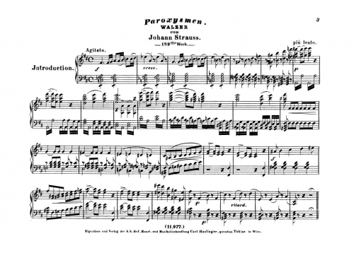 Strauss Jr. - Paroxysmen Walzer - For Piano solo - Score