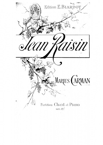 Carman - Jean Raisin - Vocal Score - Score