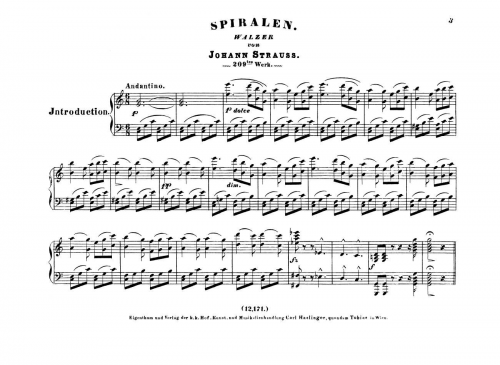 Strauss Jr. - Spiralen Walzer - For Piano solo - Score