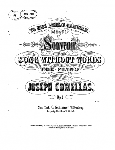 Comellas - Souvenir - Piano Score - Score