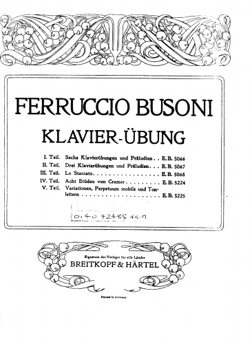 Busoni - Klavierübung in 5 Teilen - Score