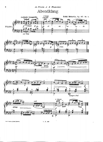 Melartin - 4 Klavierstücke - Piano Score - Score