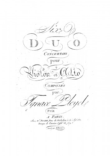 Pleyel - 6 Duos - For Violin and Viola
