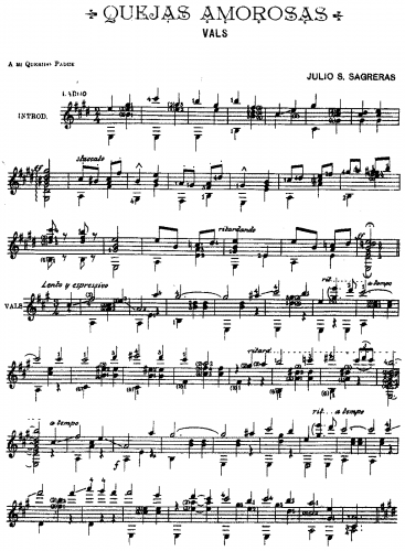 Sagreras - Quejas amorosas - Score