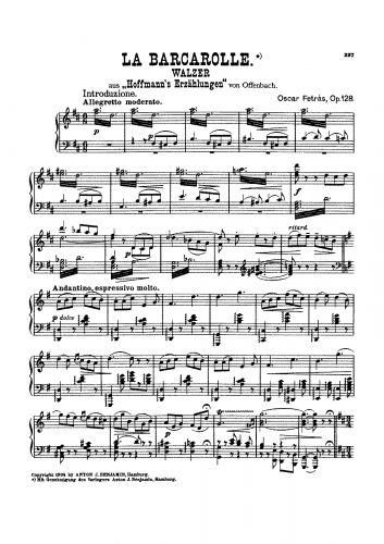 Fetrás - La Barcarolle - For Piano solo - Score