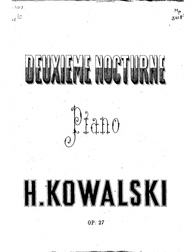 Kowalski - Nocturne No. 2 - Piano Score - Score