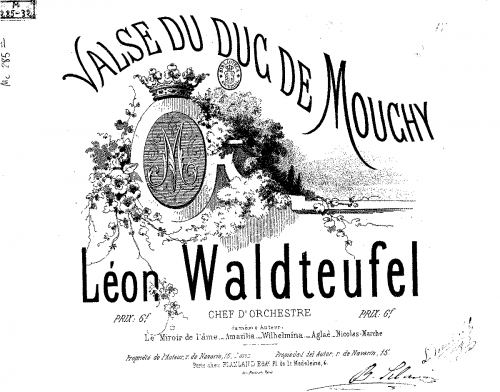 Waldteufel - Valse du Duc de Mouchy - Piano Score - Score