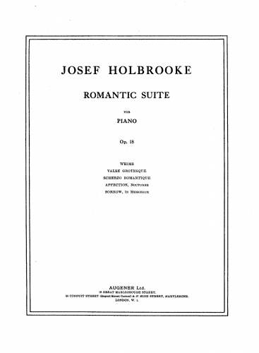 Holbrooke - Romantic Suite for Piano, Op. 18 - Score