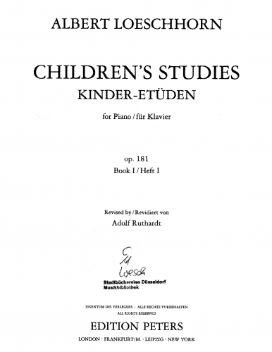 Loeschhorn - Children's Studies - Book 1