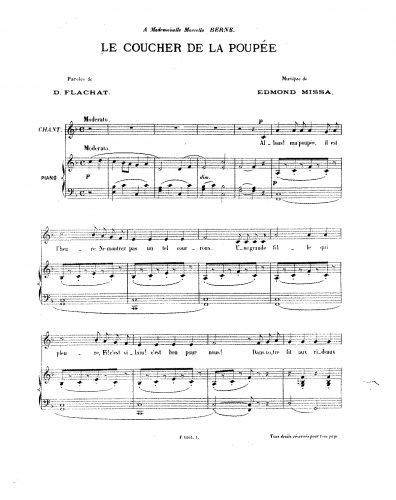 Missa - Le Coucher de la Poupée - Score