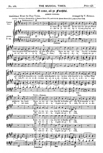 Wade - Adeste Fideles - For Mixed Chorus and Orchestra or Organ (Novello) - Vocal Score (A major)