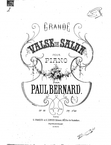 Bernard - Grande valse de salon - Piano Score - Score
