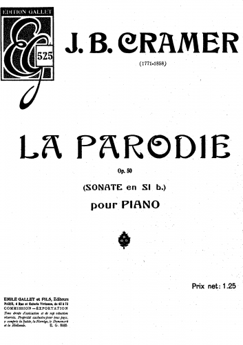 Cramer - Piano Sonata, Op. 50 - Piano Score - Score