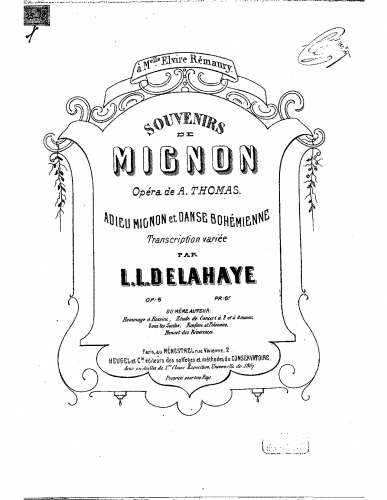 Delahaye - Souvenirs de Mignon - Piano Score - Score