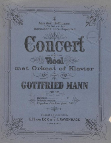 Mann - Violin Concerto - For Violin and Piano - Piano score