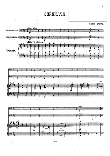 Piatti - Serenata for 2 Cellos and Orchestra - For 2 Cellos and Piano (Composer) - Score