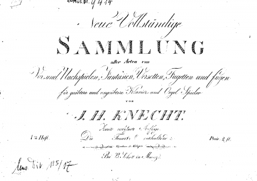 Knecht - Neue Vollständige Sammlung - Score