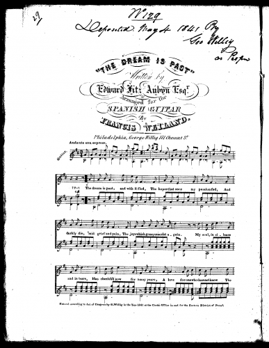 Glover - The Dream is Past - For Voice and Guitar (Wieland) - Score