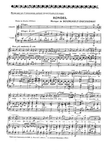 Bourgault-Ducoudray - Rondel - Score