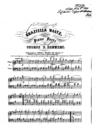 Benkert - Graziella - Piano Score - Score