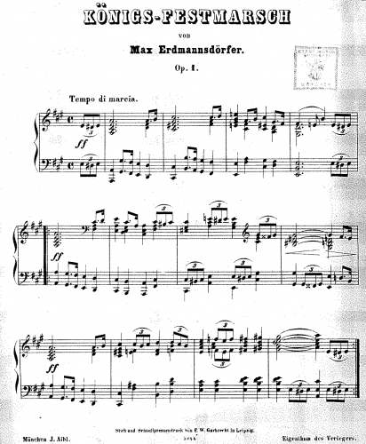 Erdmannsdörfer - Königs-Festmarsch - For Piano solo - Score