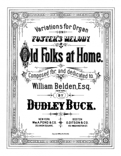 Buck - Variations for Organ on Foster's Melody 'Old Folks at Home' - Score
