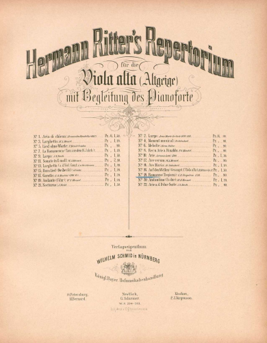 Ritter - Hermann Ritter's Repertorium für die Viola alta - Scores and Parts