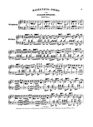Strauss Jr. - Maskenzug-Polka, Op. 240 - For Piano solo - Score