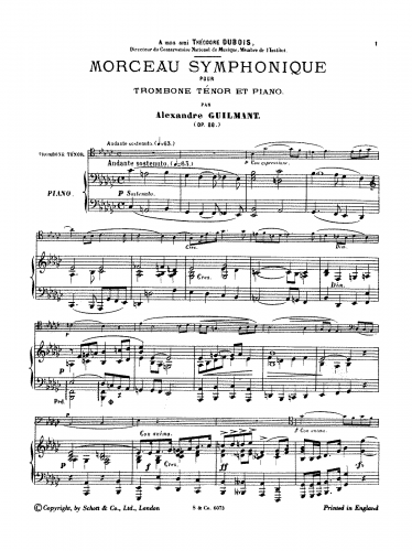 Guilmant - Morceau symphonique pour trombone et piano - Score