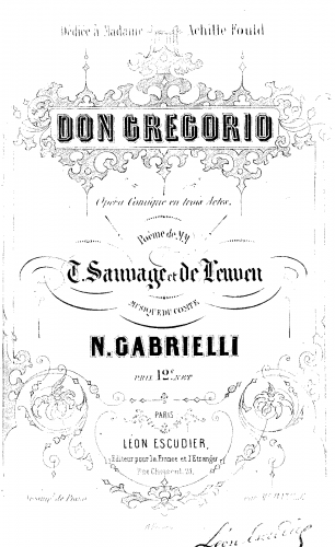 Gabrielli - Don Gregorio [Don Grégoire, ou Le précepteur dans lembarras] - Vocal Score - Score
