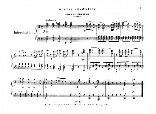 Strauss Sr. - Adelaiden-Walzer, Op. 129 - For Piano solo - Score