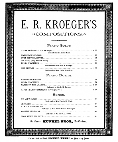 Kroeger - Danse caractéristique No. 1 - Score