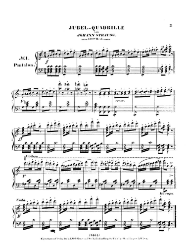 Strauss Sr. - Jubel-Quadrille, Op. 130 - For Piano solo - Score