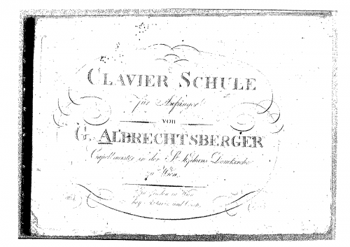 Albrechtsberger - Clavierschule für Anfänger - Score