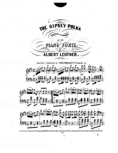 Leutner - The Gipsey Polka - For Piano Solo (Composer) - Score