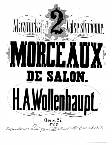 Wollenhaupt - 2 Morceaux de salon - Score