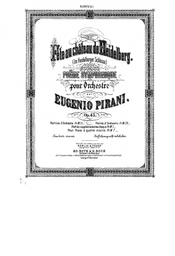 Pirani - Fête au chateau de Heidelberg, Op. 43 - For Piano 4 hands (Composer) - Score