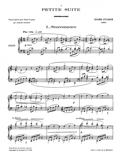 Roger-Ducasse - Petite suite - For Piano (Charlot) - Score