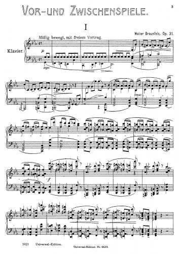Braunfels - Vor-und Zwischenspiel, Op. 31 - Score