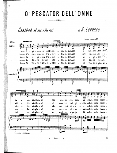 Cottrau - O pescator dell'onne - complete score