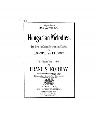 Korbay - Hungarian Melodies - Score