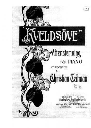 Teilman - Kveldsöve, Aftenstemning för Piano - Score
