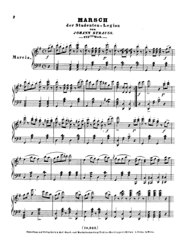Strauss Sr. - Marsch der Studenten-Legion, Op. 223 - For Piano solo - Score