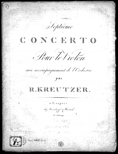 Kreutzer - Septieme Concerto pour le Violon avec accompagnement de l'Orchestre