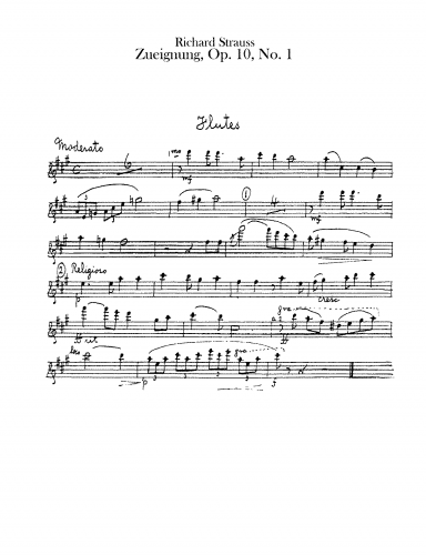 Strauss - 8 Gedichte aus "Letzte Blätter" - Zueignung (No. 1) For Voice and Orchestra (Composer, A major)